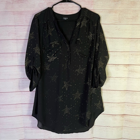 Torrid Harper Black Gold Star Print Size Torrid 0 | L| 12 - Picture 1 of 8